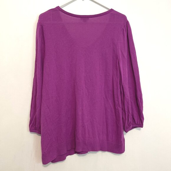 J. JILL Wearever Collection Silk Blend Blouson Sleeve Sweater Purple 3/4 Sleeve - Picture 14 of 16